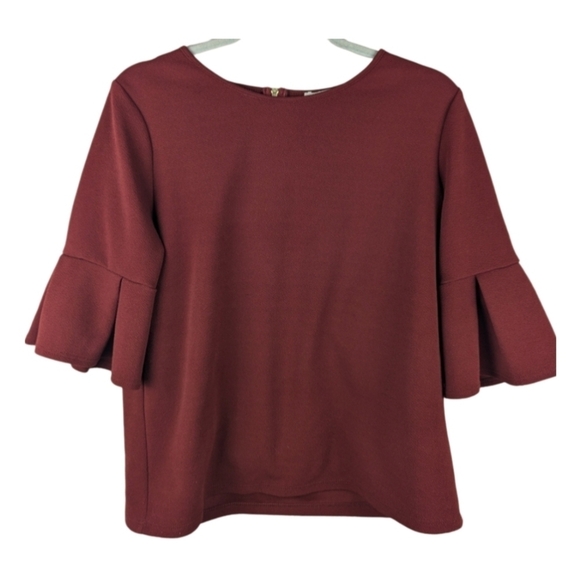 Green Envelope large burgundy blouse with gold zipper in back - Picture 1 of 8